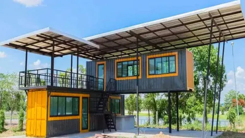 Nhà lắp ghép 2 tầng khung thép 100m²